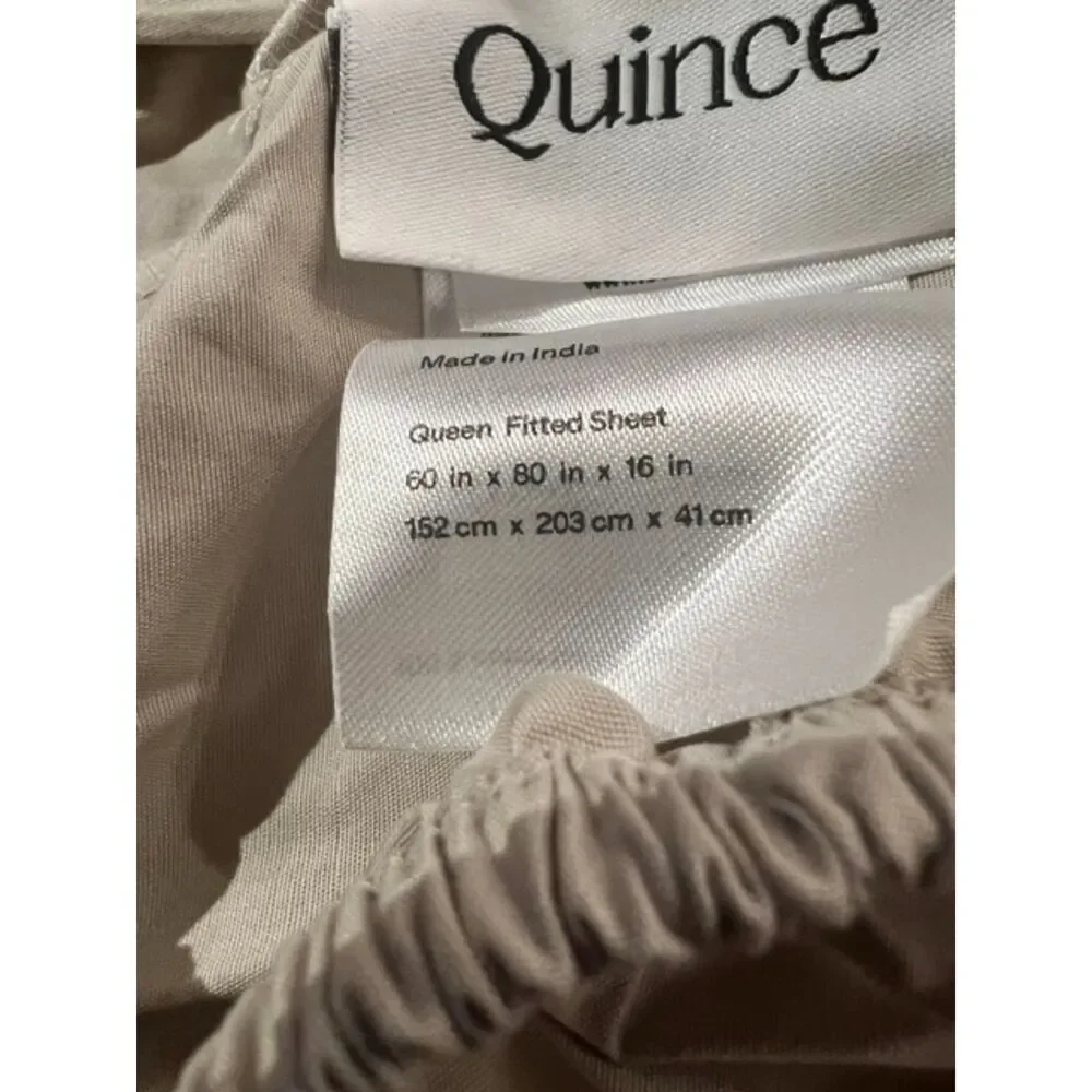Quince Organic Crisp Percale Fitted Sheet Set Queen Dove